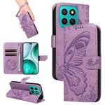 For Honor X8C 4G Global Swallowtail Butterfly Embossed Leather Phone Case(Purple)
