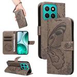 For Honor X8C 4G Global Swallowtail Butterfly Embossed Leather Phone Case(Grey)