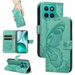 For Honor X8C 4G Global Swallowtail Butterfly Embossed Leather Phone Case(Green)