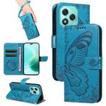 For Honor 400 Lite Swallowtail Butterfly Embossed Leather Phone Case(Blue)