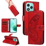 For Honor 400 Lite Swallowtail Butterfly Embossed Leather Phone Case(Red)