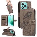 For Honor 400 Lite Swallowtail Butterfly Embossed Leather Phone Case(Grey)