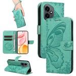 For Honor 400 Global 156.5mm Swallowtail Butterfly Embossed Leather Phone Case(Green)