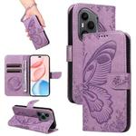 For Honor 400 Pro Global 160.8mm Swallowtail Butterfly Embossed Leather Phone Case(Purple)