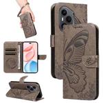 For Honor 400 Pro Global 160.8mm Swallowtail Butterfly Embossed Leather Phone Case(Grey)