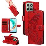 For Honor X6c / X6b / X6a / X5b Swallowtail Butterfly Embossed Leather Phone Case(Red)