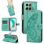 For Honor X6c / X6b / X6a / X5b Swallowtail Butterfly Embossed Leather Phone Case(Green)
