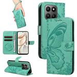 For Honor 400 Smart 5G Swallowtail Butterfly Embossed Leather Phone Case(Green)
