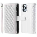 For Xiaomi Redmi Note 14 5G Grid Texture Zipper Leather Phone Case with Lanyard(White)