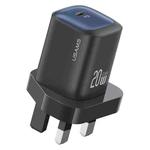 USAMS CC250 20W USB-C / Type-C GaN Fast Charger, UK Plug(Black)