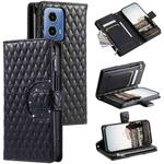 For Motorola Moto G85 Glitter Lattice Zipper Wallet Leather Phone Case(Black)