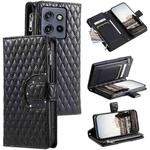 For Motorola Edge 50 Neo Glitter Lattice Zipper Wallet Leather Phone Case(Black)