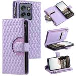 For Motorola Edge 50 Neo Glitter Lattice Zipper Wallet Leather Phone Case(Purple)