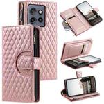 For Motorola Edge 50 Neo Glitter Lattice Zipper Wallet Leather Phone Case(Rose Gold)