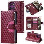 For Motorola Edge 60 Pro Glitter Lattice Zipper Wallet Leather Phone Case(Wine Red)