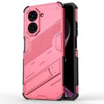 For Redmi A5 4G 171.1mm / Poco C71 Punk Armor 2 in 1 PC + TPU Phone Case with Holder(Light Red)