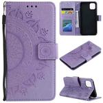 For Xiaomi Redmi 13 4G Totem Flower Embossed Leather Phone Case with Lanyard(Purple)