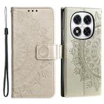 For Redmi Note 14 Pro 4G Totem Flower Embossed Leather Phone Case with Lanyard(Gold)