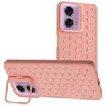 For Motorola Moto G24 / G04 Honeycomb Radiating Lens Holder TPU Phone Case(Pink)