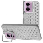 For Motorola Moto G24 / G04 Honeycomb Radiating Lens Holder TPU Phone Case(Grey)