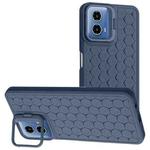 For Motorola Moto G34 Honeycomb Radiating Lens Holder TPU Phone Case(Blue)