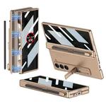 For Samsung Galaxy Z Fold6 GKK Integrated Anti Peep Full Coverage Magnetic Fold Phone Case with Pen Slot, Not Included Pen(Gold)