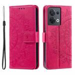 For Motorola Edge 50 Ultra Totem Flower Embossed Leather Phone Case with Lanyard(Red)