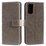 For Motorola Edge 50 Fusion Totem Flower Embossed Leather Phone Case with Lanyard(Grey)