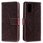 For Motorola Edge 50 Fusion Totem Flower Embossed Leather Phone Case with Lanyard(Brown)