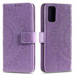 For Motorola Edge 50 Fusion Totem Flower Embossed Leather Phone Case with Lanyard(Purple)