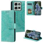 For Motorola Moto G75 5G Totem Flower Embossed Leather Phone Case with Lanyard(Green)