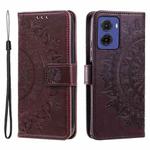 For Motorola Moto G05 Totem Flower Embossed Leather Phone Case with Lanyard(Brown)