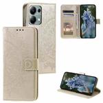 For Motorola Edge 60 Fusion Totem Flower Embossed Leather Phone Case with Lanyard(Gold)