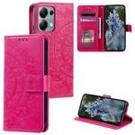 For Motorola Edge 60 Fusion Totem Flower Embossed Leather Phone Case with Lanyard(Red)