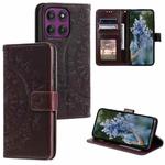 For Motorola Edge 60 Pro Totem Flower Embossed Leather Phone Case with Lanyard(Brown)