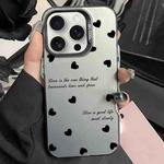 For iPhone 15 Pro Max Silver Painting PC Hybrid TPU Phone Case(Love Hearts Black)