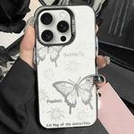 For iPhone 15 Pro Silver Painting PC Hybrid TPU Phone Case(Hollow Butterfly Black)