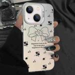 For iPhone 14 Silver Painting PC Hybrid TPU Phone Case(Floral Bow White)