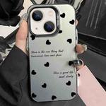 For iPhone 14 Silver Painting PC Hybrid TPU Phone Case(Love Hearts Black)