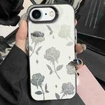 For iPhone 7 / 8 / SE 2022 Silver Painting PC Hybrid TPU Phone Case(Hollow Rose Black)