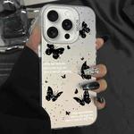 For iPhone 13 Pro Max Silver Painting PC Hybrid TPU Phone Case(Ink Butterfly White)