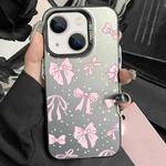 For iPhone 13 Silver Painting PC Hybrid TPU Phone Case(Bow Black)
