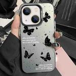For iPhone 13 Silver Painting PC Hybrid TPU Phone Case(Ink Butterfly Black)
