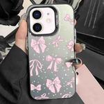 For iPhone 12 Silver Painting PC Hybrid TPU Phone Case(Bow Black)