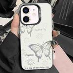 For iPhone 12 Silver Painting PC Hybrid TPU Phone Case(Hollow Butterfly Black)