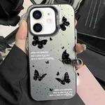 For iPhone 12 Silver Painting PC Hybrid TPU Phone Case(Ink Butterfly Black)
