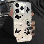 For iPhone 11 Pro Max Silver Painting PC Hybrid TPU Phone Case(Ink Butterfly White)
