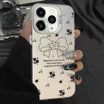 For iPhone 11 Pro Max Silver Painting PC Hybrid TPU Phone Case(Floral Bow White)