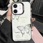 For iPhone 11 Silver Painting PC Hybrid TPU Phone Case(Hollow Butterfly Black)