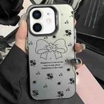 For iPhone 11 Silver Painting PC Hybrid TPU Phone Case(Floral Bow Black)